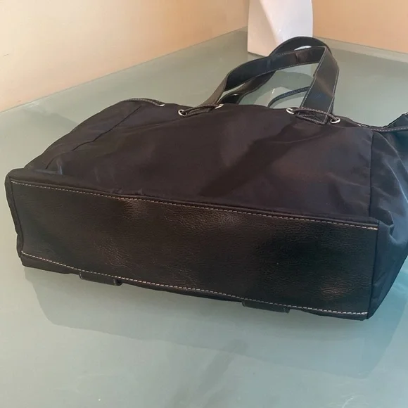 Nine West Tote Nine West Black Soft Structured Nylon Tote with Silver Hardware - Picture 7 of 9